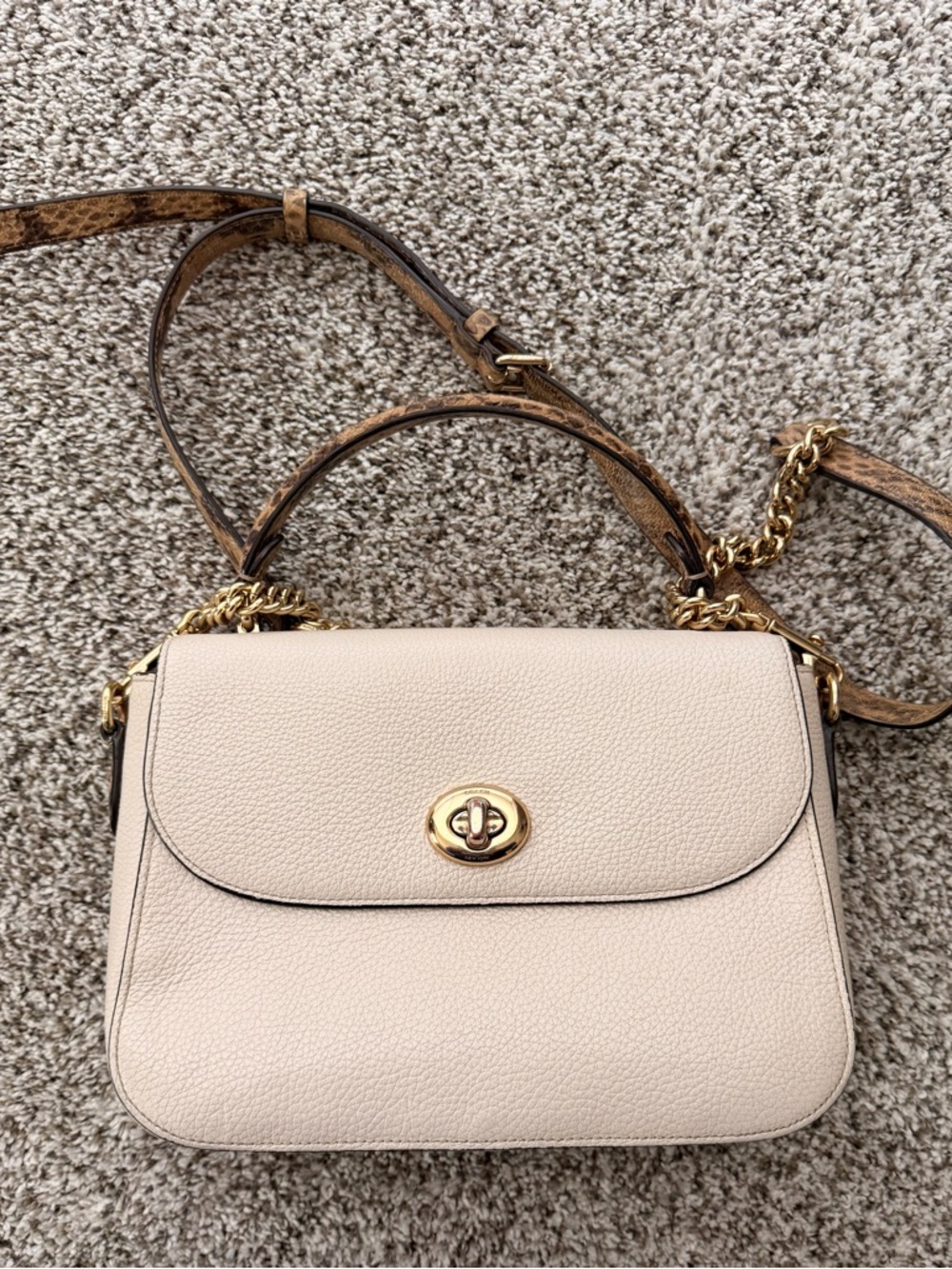 Coach Pebbled Leather Crossbody in Pale Pink with Gold Hardware